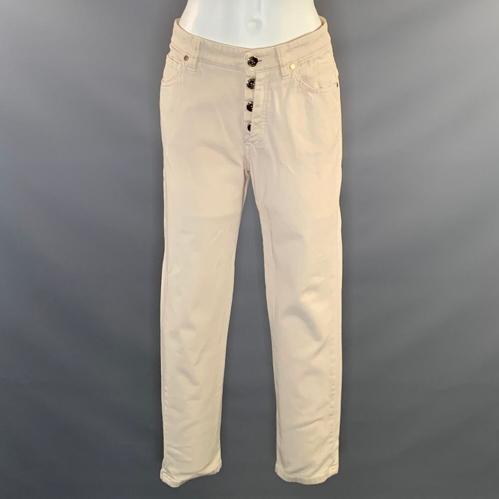 BRUNELLO CUCINELLI Size 6 White Cotton Blend Tapered Jeans